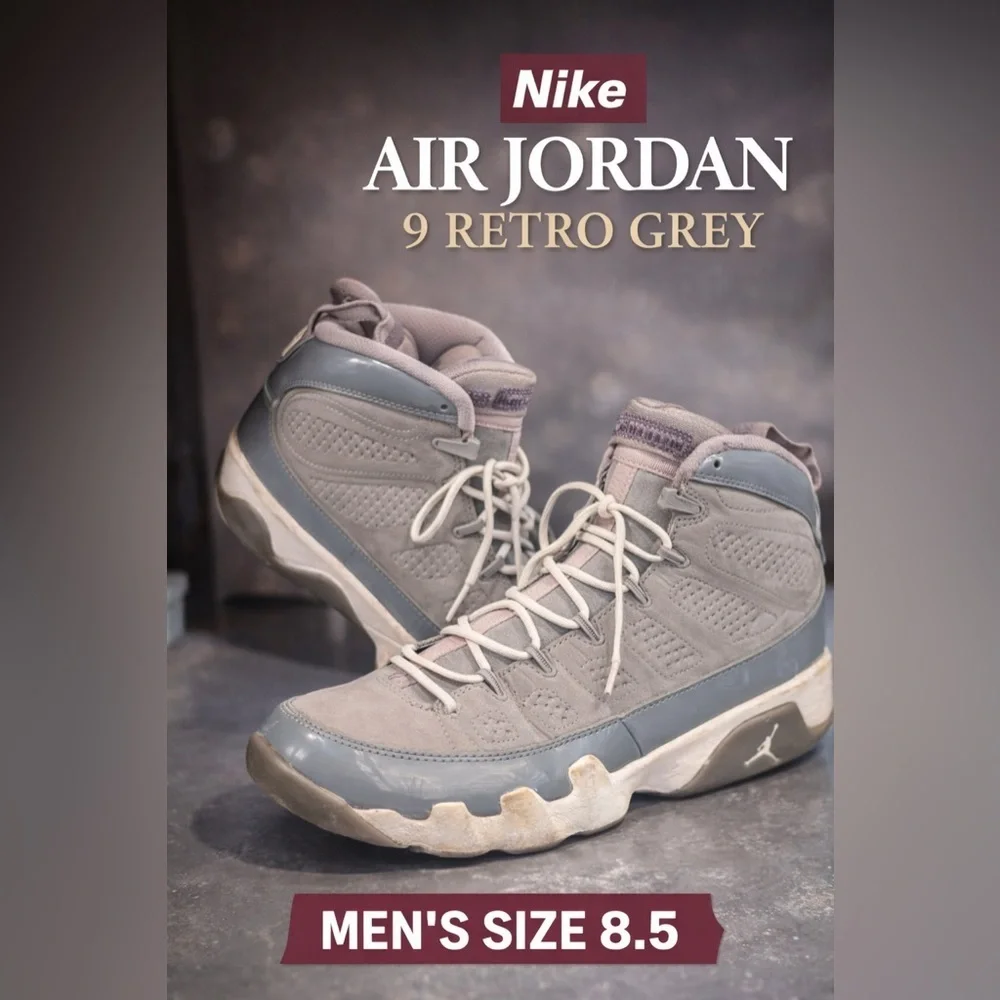Nike Air Jordan 9 Retro Grey Sneakers Men’s Size 8.5